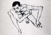 Self Portrait in crouching position Egon Schiele